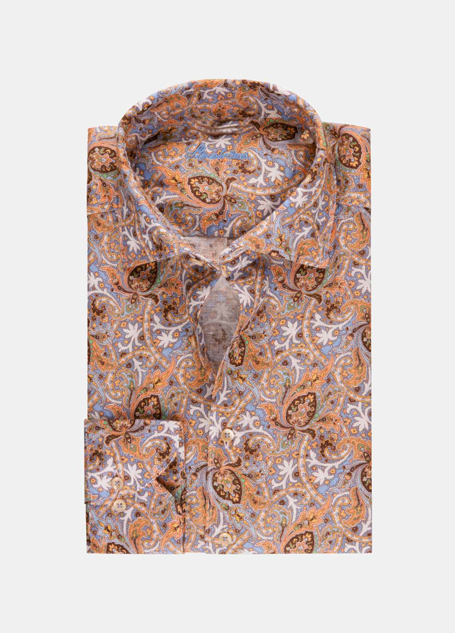 Fitted body hørskjorte med paisley
