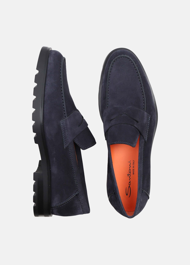 Suede penny loafers