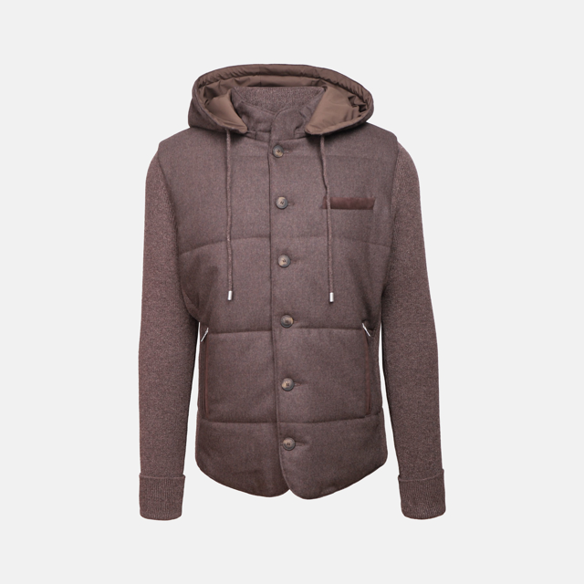 Hybrid jakke med strik ærmer