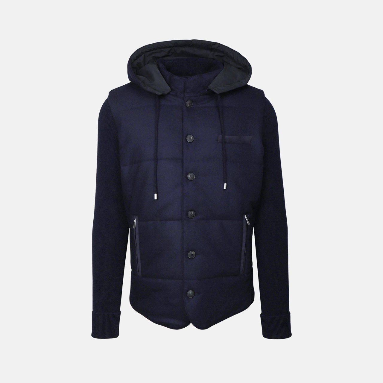 Hybrid jakke med strik ærmer