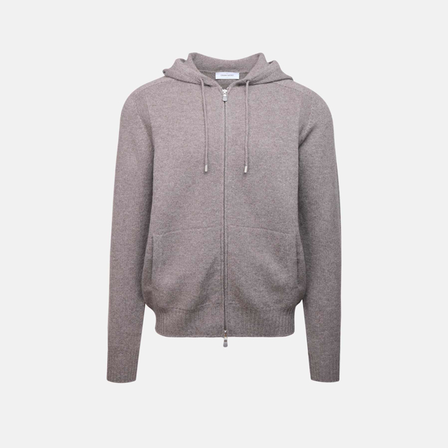 Full zip strikket hættetrøje