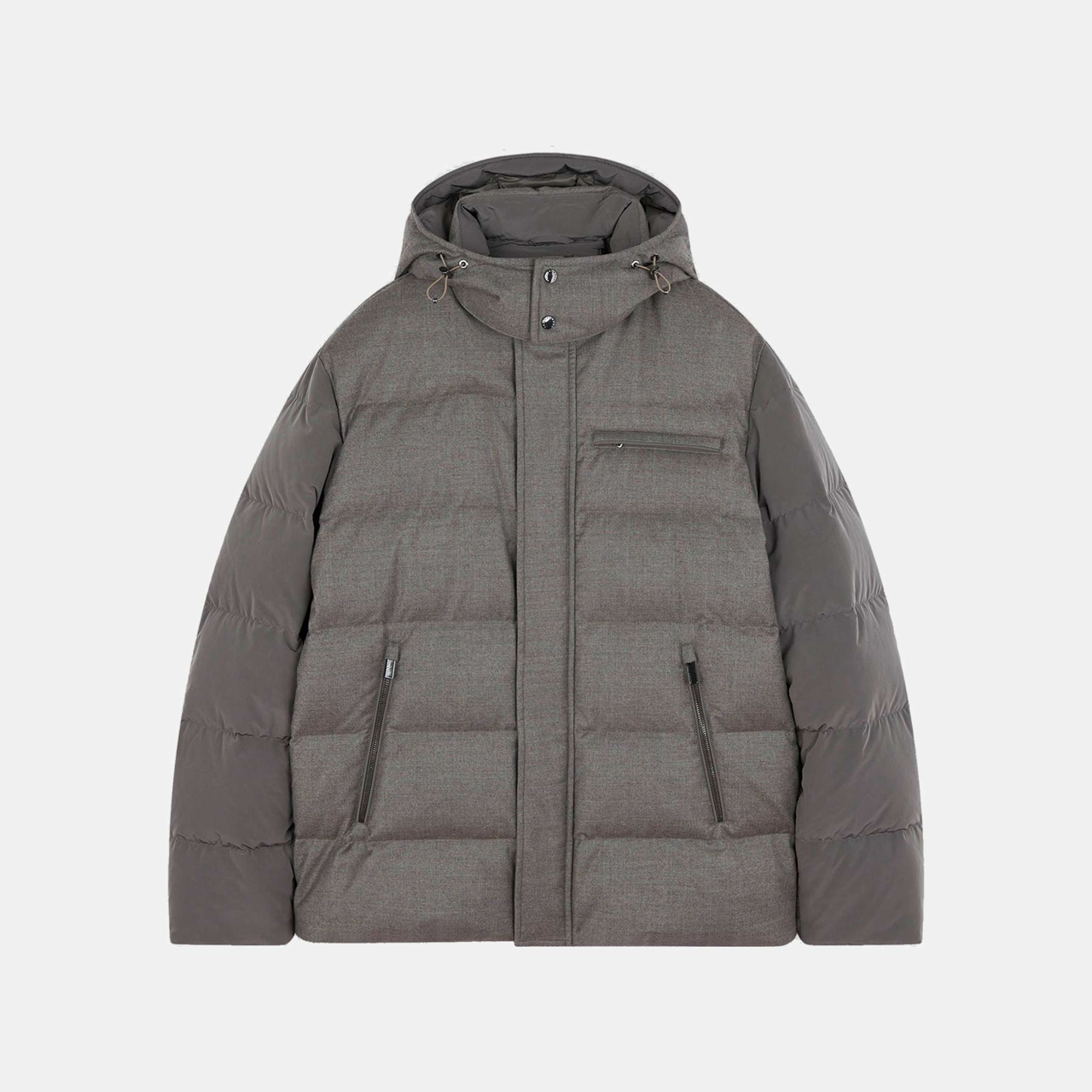 kort dunjakke med hætte