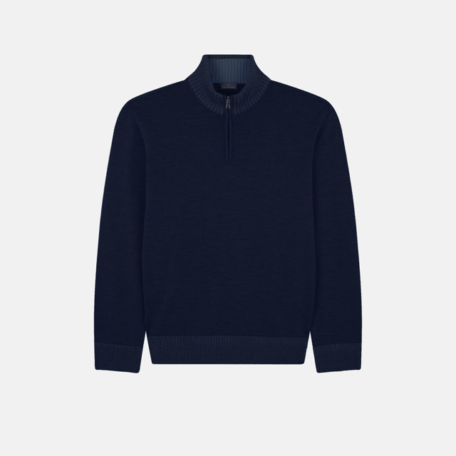 1/2 zip strik med two tone detaljer