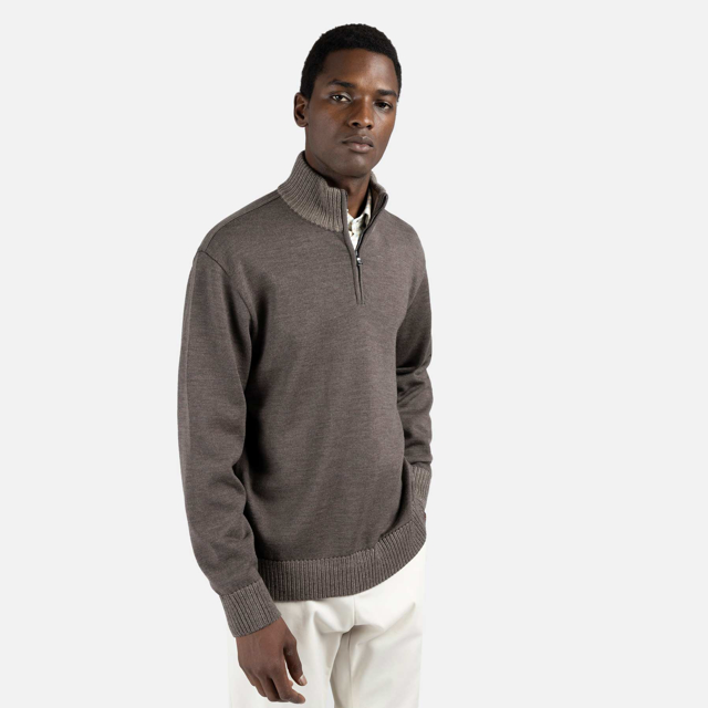 1/2 zip strik med two tone detaljer