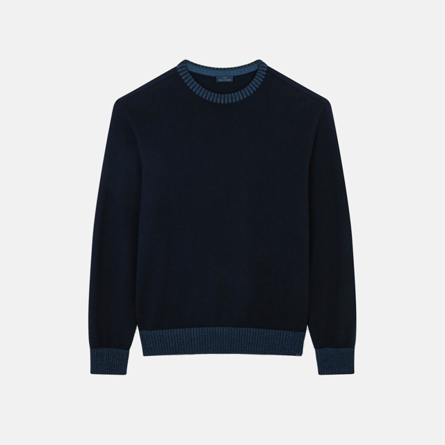 rundhals strik med two tone detaljer