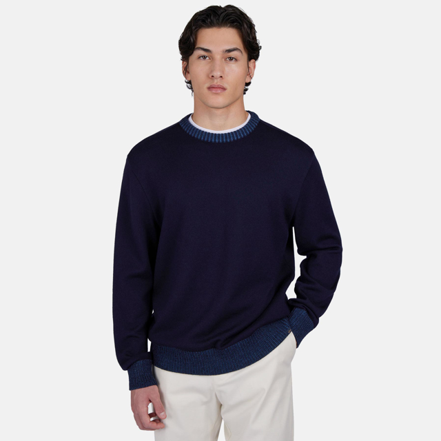 rundhals strik med two tone detaljer