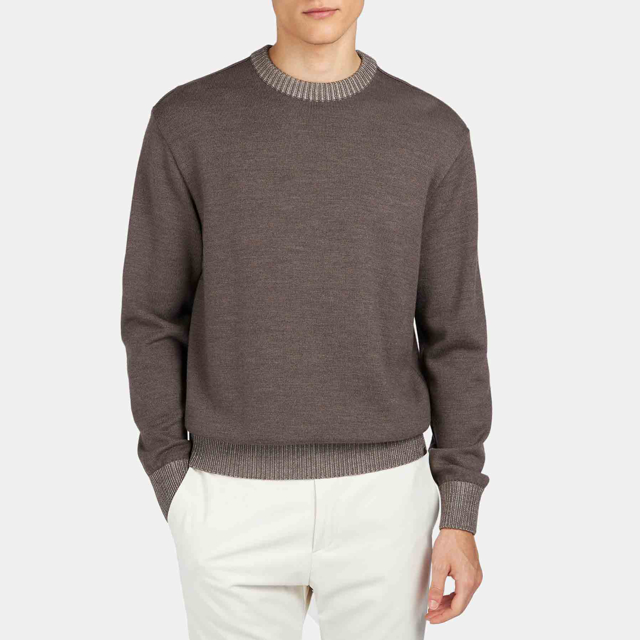 rundhals strik med two tone detaljer