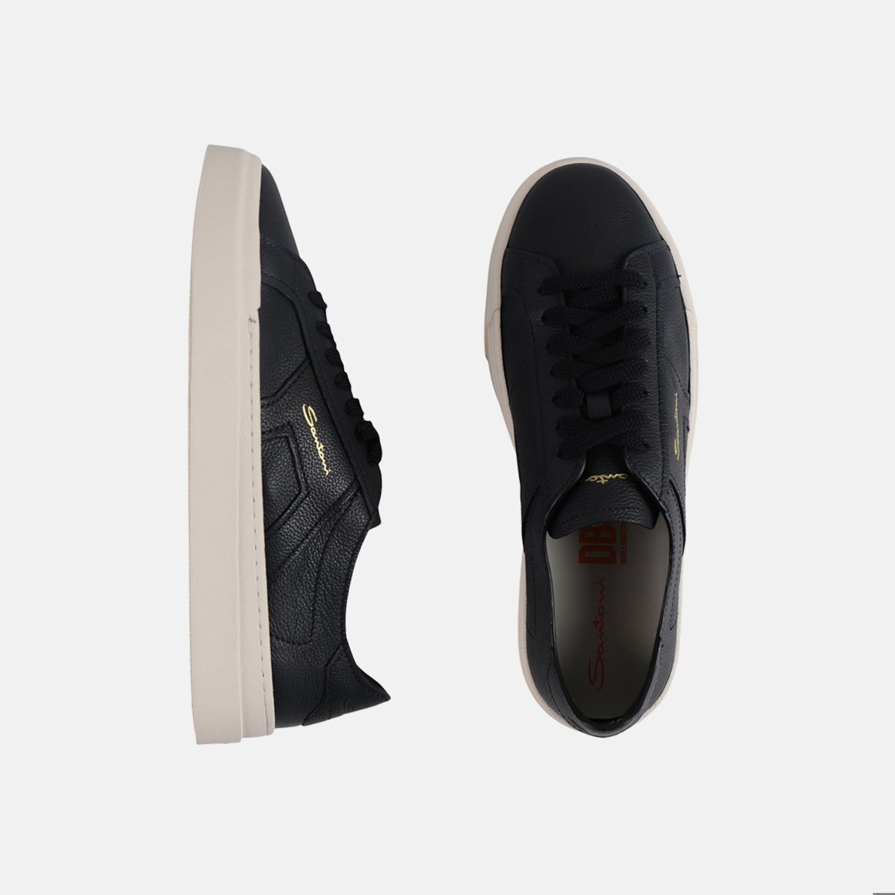 double buckle sneaker grained leather