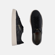 double buckle sneaker grained leather