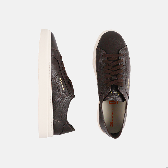 Double Buckle Sneaker Grained Leather