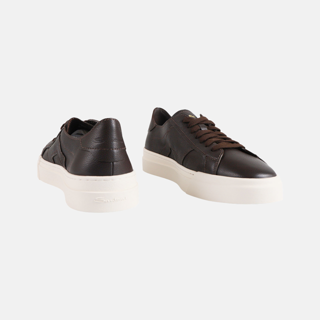 Double Buckle Sneaker Grained Leather