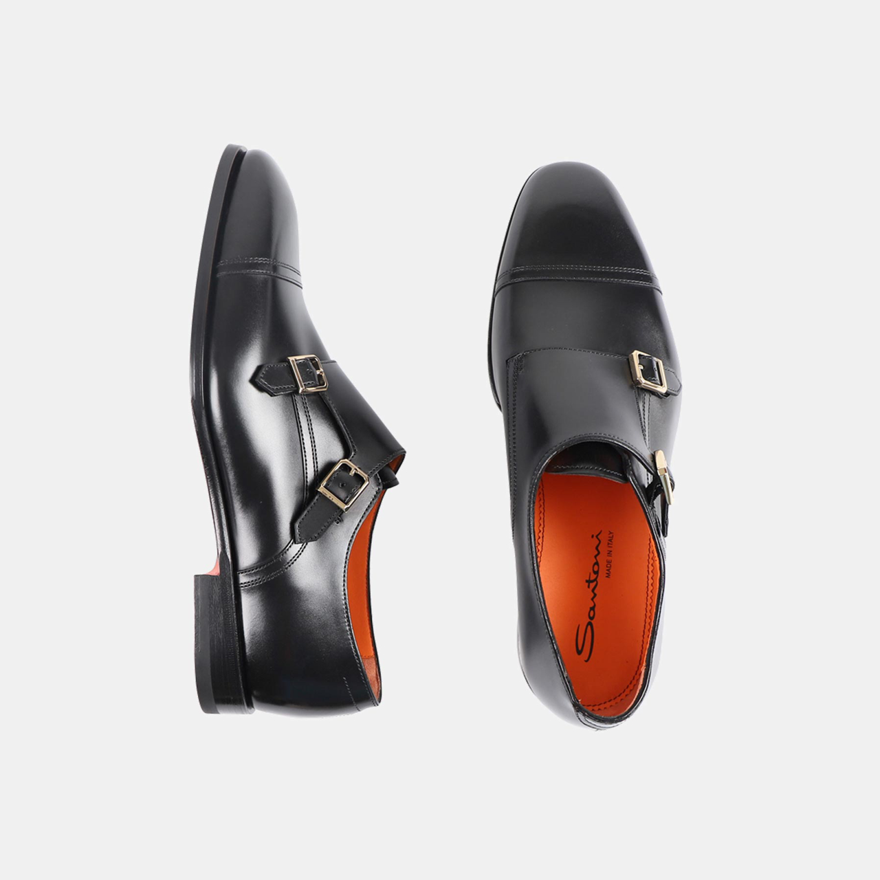 double buckle leather shoe
