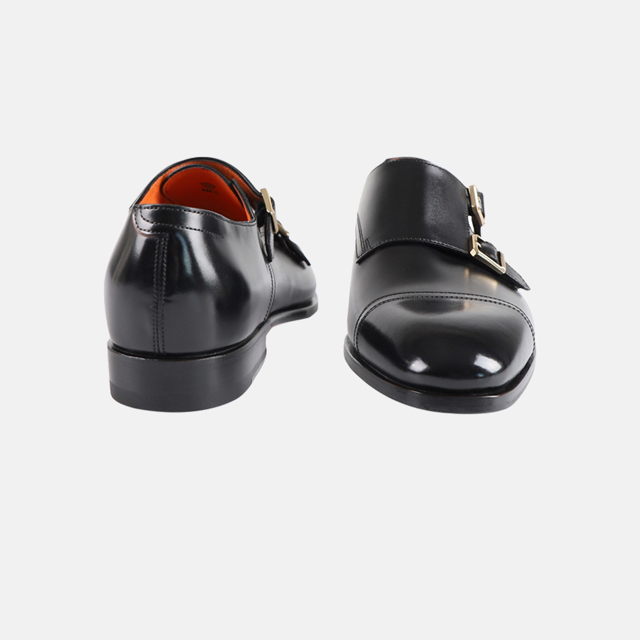 double buckle leather shoe