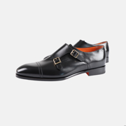 double buckle leather shoe