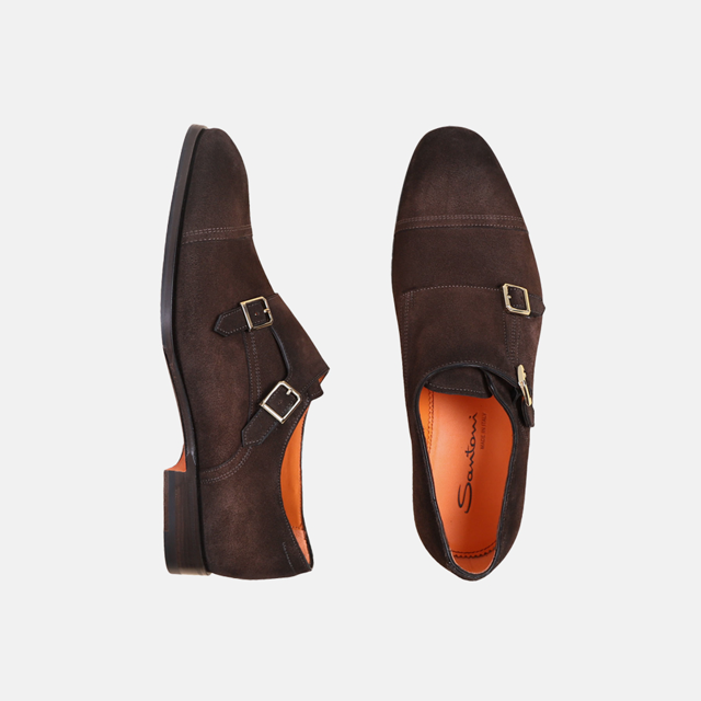 Double buckle suede shoe