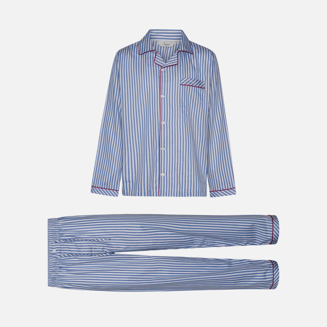 stribet bomuldssatin py med piping