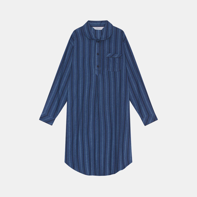 stribet bomuldsflonel natskjorte