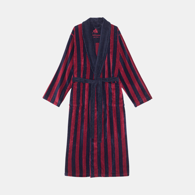 bred stribet velour badekåbe