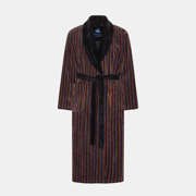 smalstribet velour badekåbe