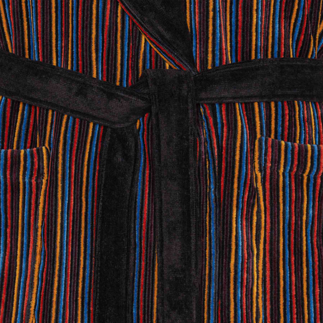 smalstribet velour badekåbe