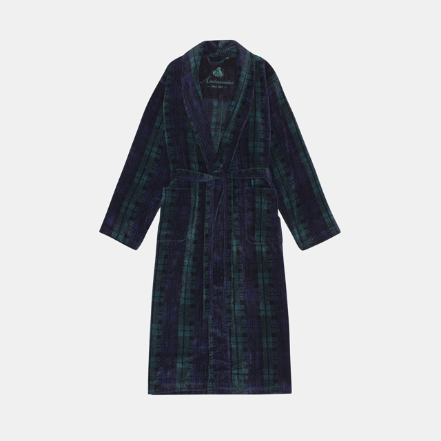 velour black-watch ternet badekåbe