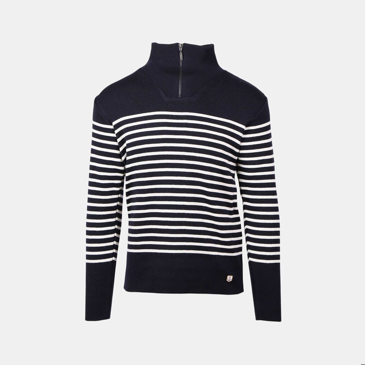 stribet half zip strik