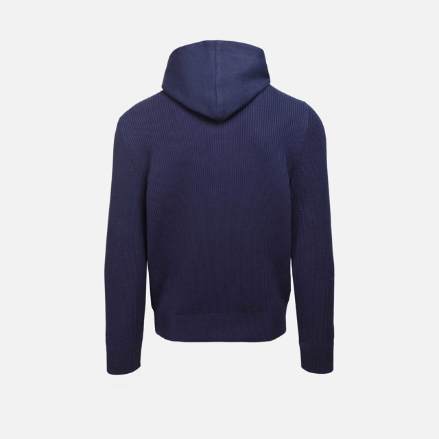 Strikjakke med hætte