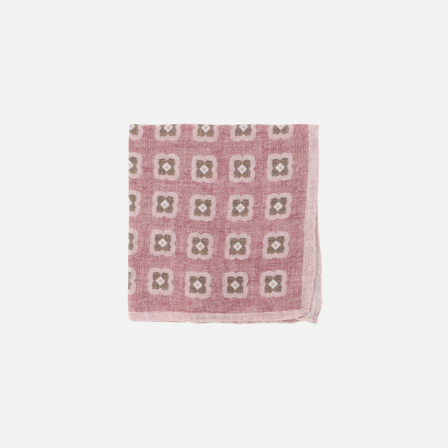 Pochette i bomuld og hør med mønster